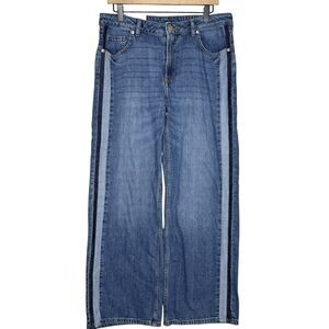 NWT H&M DIVIDED Women’s Wide Leg‎ Jeans With Side Stripes Size 8 Y2K 90s Revival